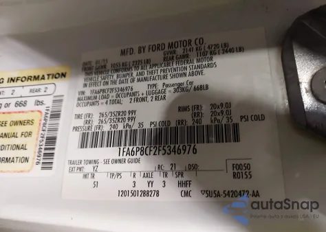 2015 Ford Mustang Gt Premium z USA, uszkodzony, nr VIN 1FA6P8CF2F5346976